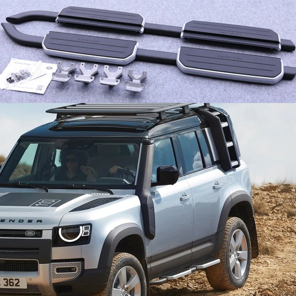 

Running board fits for -Land Rover Defender L851 4D 110 2020 2021 side steps nerf bar car pedal side stairs side bar 2PCS