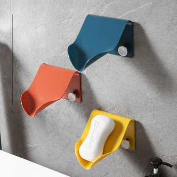 

New Drainage Storage Soap Box Seamless Wall Mounted Soap Holder Hole-free Hanging bath ball Hanging sponge Dec