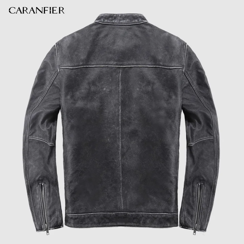 CARANFIER коровья кожа мужская кожаная куртка брендовая мотоциклетная Многофункциональная куртка мужская съемная подкладка куртки плюс размер S-XXXXL