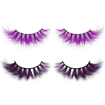 

Halloween 3D Artificial Mink Color Eyelashes Color Real Mink Skin 3D Eyelashes Dramatic Extra Long Fluffy Color False Eyelashes