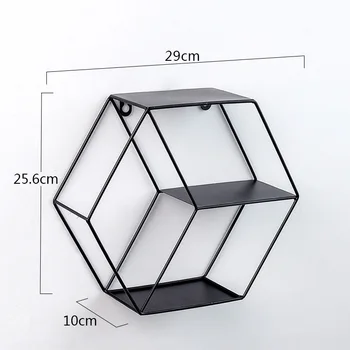 

Metal Sexangular Storage Shelf Wall-Mounted Simple Display Rack for Bedroom JS23