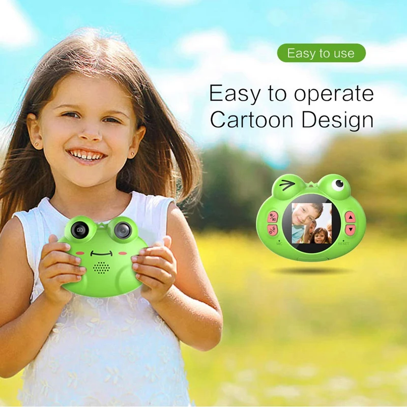 Цифровая камера для детей, милая мультяшная лягушка дизайн портативный компактный Анти-встряхивание перезаряжаемый с играми Diy видео эффекты дети приходят