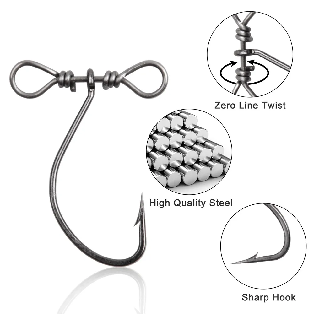20Pcs Drop Shot Haken in-line Unten Schuss Jig Rig Breite Lücke Wurm Bass Angelhaken Mit Schwenk stecker Für Forelle locken Angeln – Detail 4