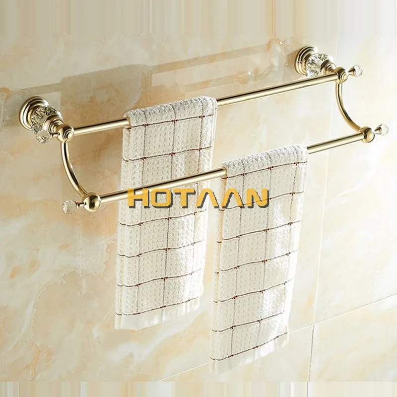 (24",60cm) Double Towel Bar With Crystal Gold Finish/Towel Holder,Towel Rack,Bathroom Accessories . YT-12898-G