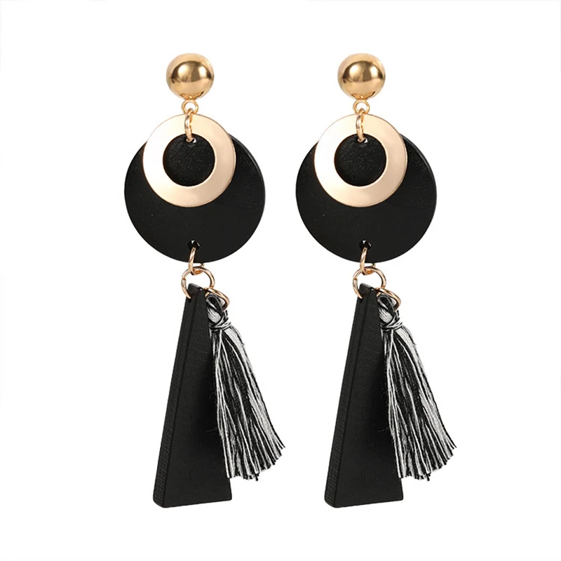 

2020 Limited Promotion Oorbellen Pendientes Temperament Personality Retro Wood Earrings Geometric Vintage Women Promotion