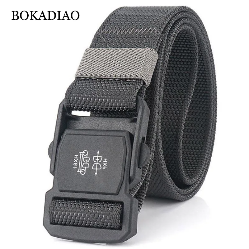 

BOKADIAO Allergy prevention plastic buckle Tactical Belts for Men Army Combat Nylon Outdoor Training Waistband canvas male strap