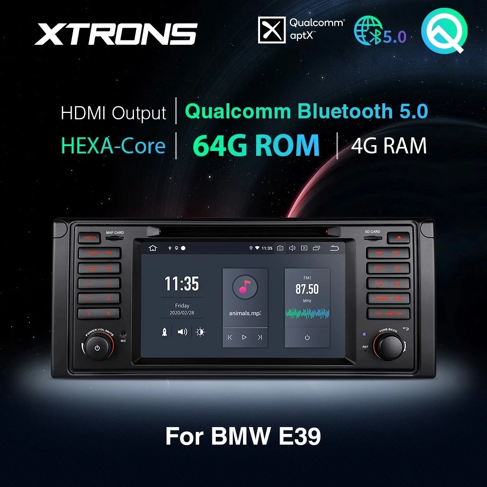 XTRONS автомобильный мультимедийный DVD плеер с Bluetooth 5 0 Android 10 PX6 GPS для BMW E39 1995 2003
