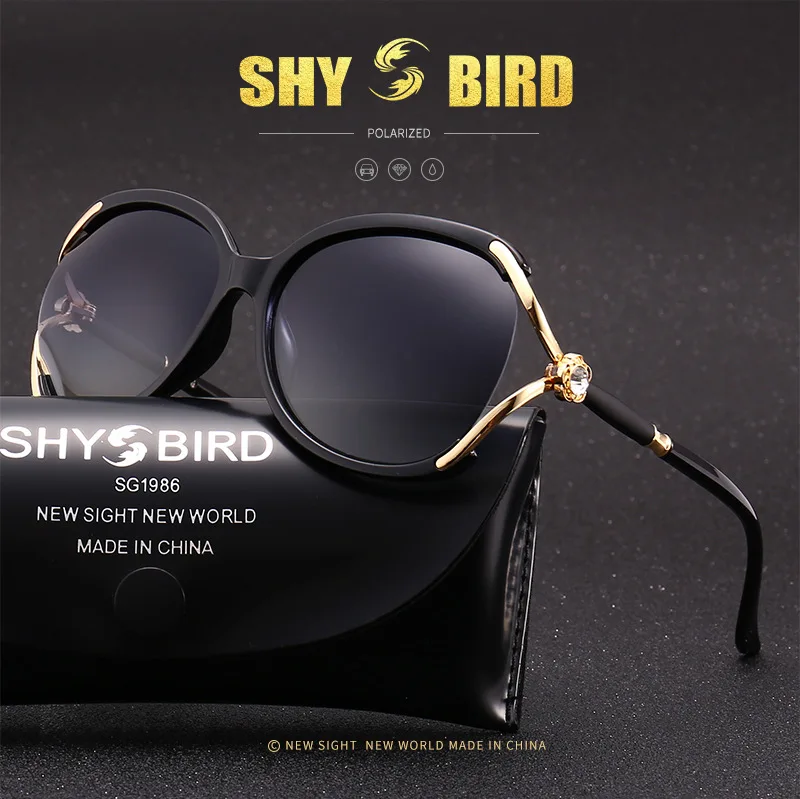 SHY BIRD, новые винно-красные поляризованные солнцезащитные очки для женщин, алмазная технология, круглые очки, Ретро стиль, модный бренд, Gafas de sol lady