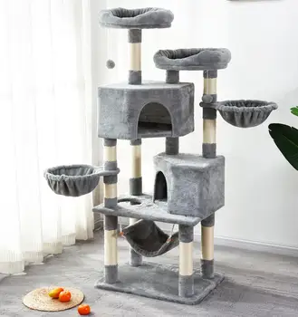 

Large Cat Tree Tower House Kitten Pets Play Climbing Sisal Scratching Post Cats Scratcher Activity Centre Toy Plush Hammock