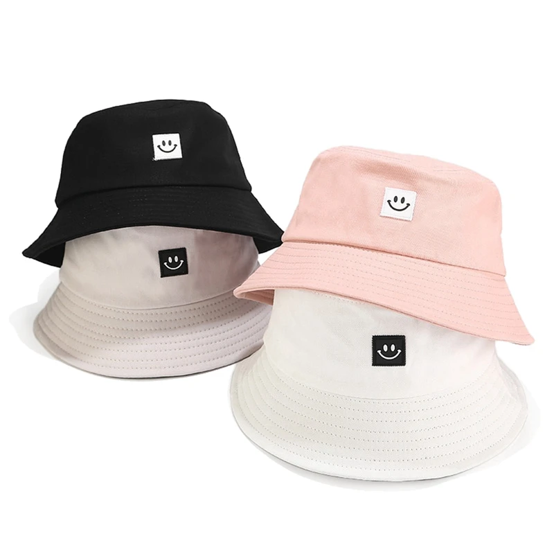 

Fisherman Hat Female 2020 Summer Korean Smile Simple Basin Hat Student Women Men Unisex Casual Wild Sun Hat Couple Hat
