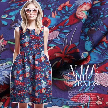 

Magpie Have Flowers 30 momme Digital Printing Silk Wool Fabric Silk Coat Dress Cheongsam Fabric Silk
