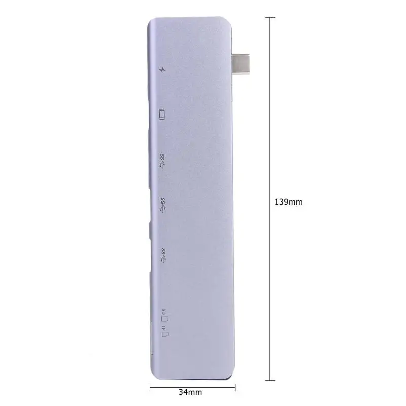 7 в 1 USB TYPE-C концентратор USB-C адаптер с 4K 30Hz HDMI USB, для карты памяти TF карты порты