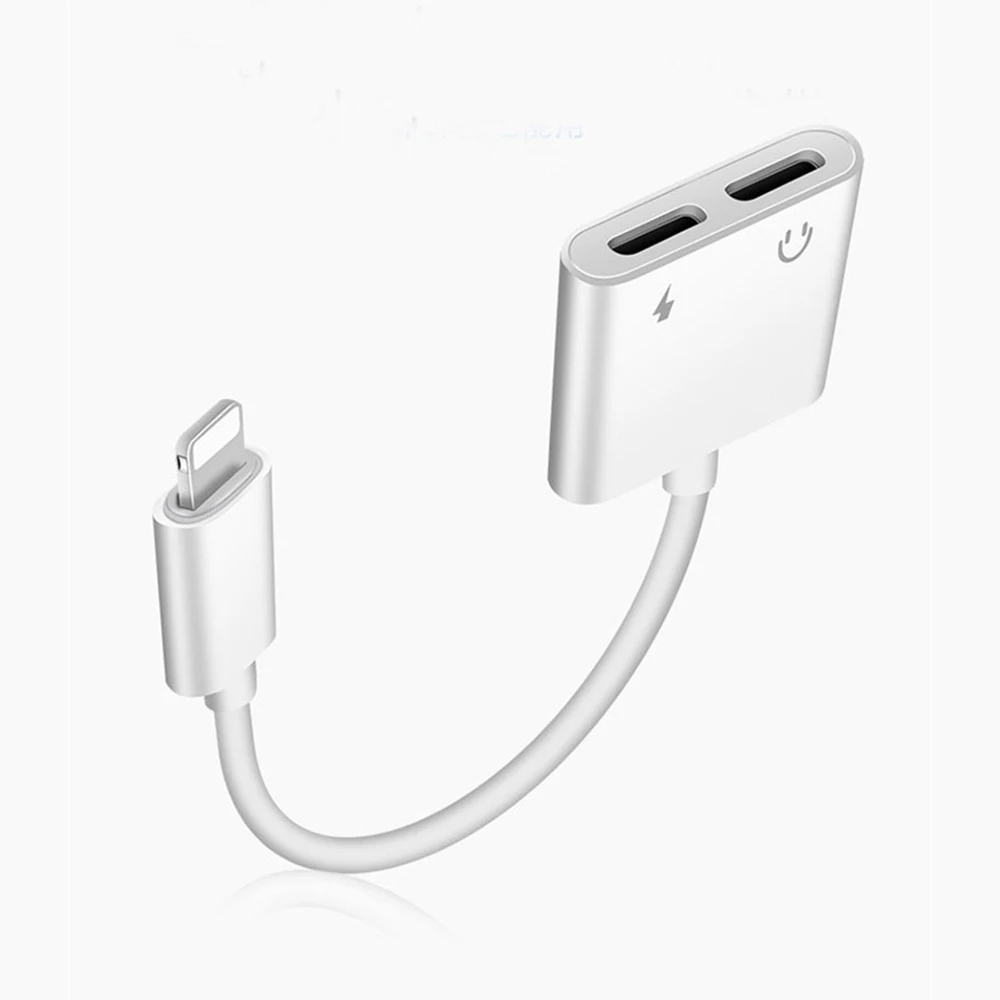 2 в 1 Lightnin адаптер для iPhone 7 зарядный адаптер для iPhone 8 7 Plus 10 X Зарядное устройство гарнитура адаптер