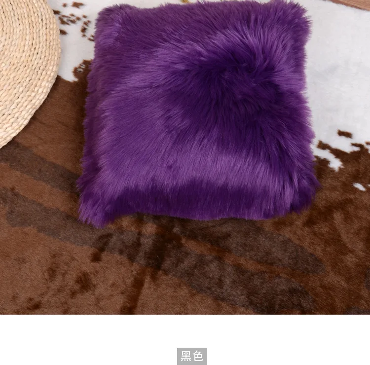02001-Purple Двухсторонний плюшевый чехол для подушки 50*50 роскошный меховой декоративный чехол на подушки пушистый розовый/белый наволочка Funda De Almohada 30x50 - Цвет: 02001-Purple
