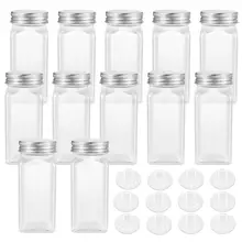 OUNONA, 12 шт., кухонные гаджеты, банки для специй, стеклянная бутылка для приправ, квадратные контейнеры для приправ, солонка для специй, травы, соль