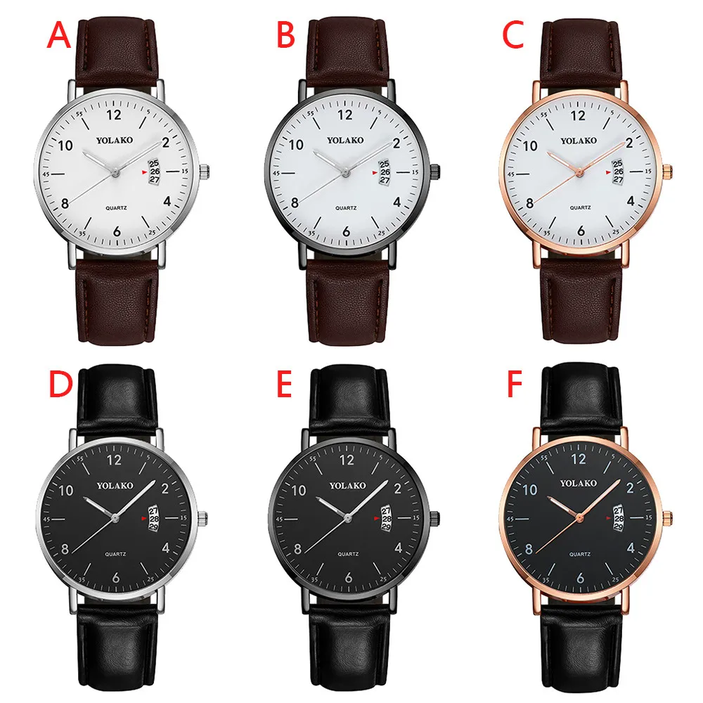 Relogio Masculino New Mens Watch Yolako Fashion Business Simple Dial Belt Calendar Men's Quartz Watch Gift Relogio Feminino