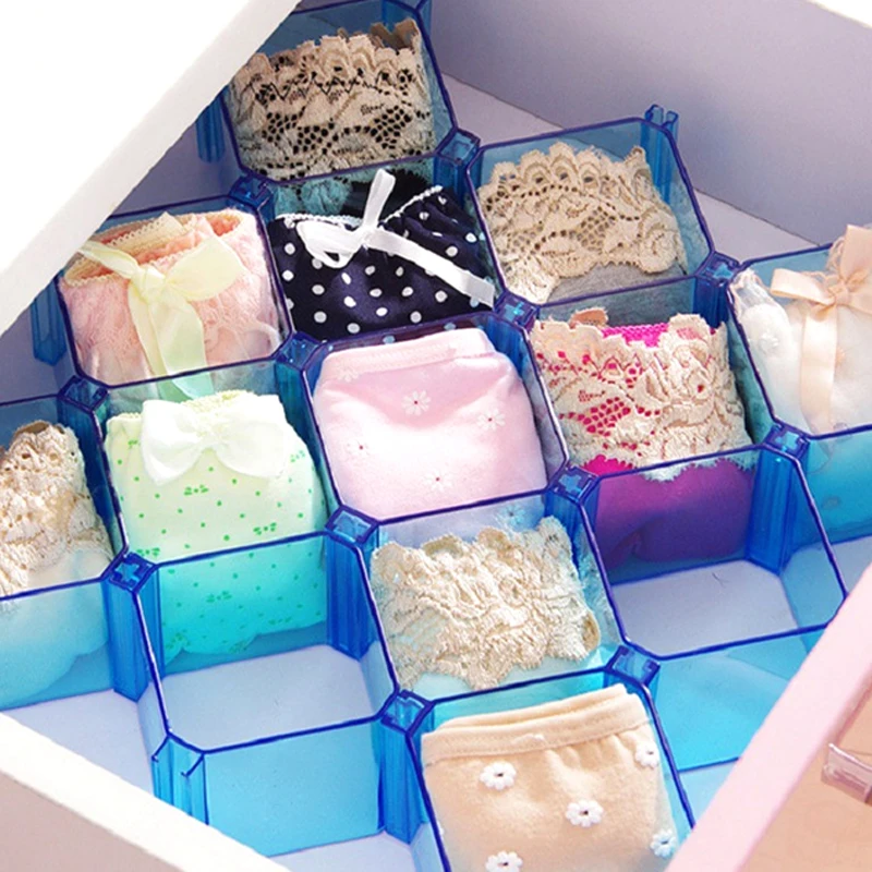 

1Pc Plastic Storage Box Makeup Cosmetics Organizer Underwear Socks Container Drawer Box Stationery Drawer Organizer Grid