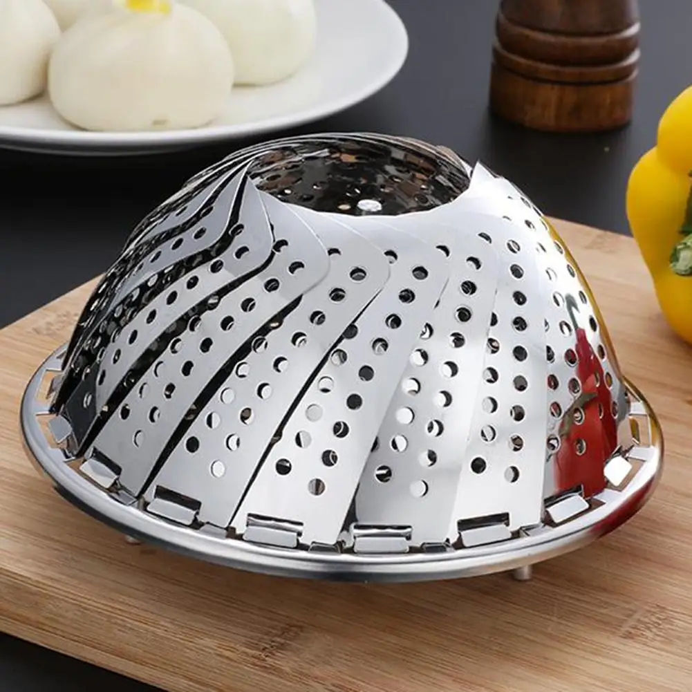 

Folding Dish Steam Stainless Steel Food Steamer Basket Mesh Vegetable Cooker Steamer Expandable Kitchen Tool