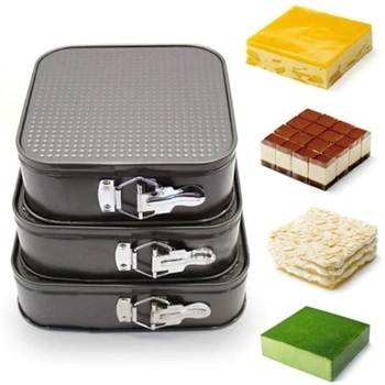 

3Pcs/Set 8/9/10 Inches Square Carbon Steel Non Stick Spring Form Cake Baking Tray Cheesecake Pan Mold Bakeware Kitchen Tools