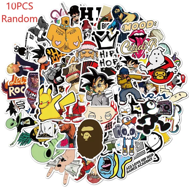 10/50/100Pcs Brand Stickers Laptop Macbook Cup Guitar Luggage Fridge Skateboard Bicycle Tide Logo Decal Sticker Random 10PCS