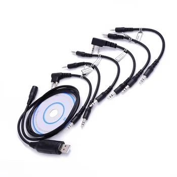 

6 In 1 Ham Radio USB Programming Cable+CD Fit For Motorola Baofeng Kenwood Multifunctional Functional