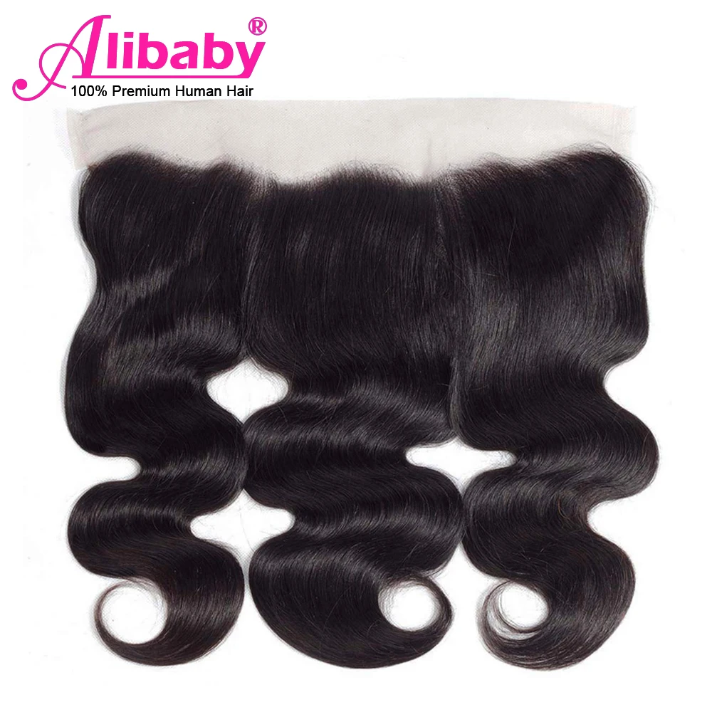 Alibaby пряди с фронтальной объемная волна NaturalColor Реми волос BodyWave с закрытием пряди человеческих волос девственницы перуанский