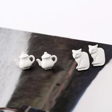 Элегантные милые серьги-гвоздики в виде чайного горшка кошки лодки для женщин и девочек, винтажные массивные Серьги Brincos, минималистичные ювелирные изделия Oorbellen