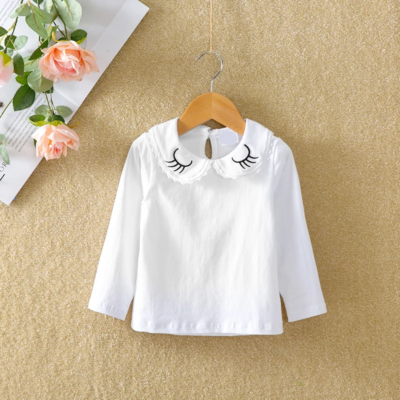 Girls Blouses Cotton Children Tops Autumn School Girl Blouse Kids Spring Clothes Girls Shirt Long Sleeve infant toddlers bow