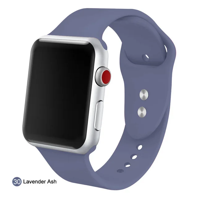 Мягкий силиконовый спортивный ремешок для 38 мм Apple Watch Series 3 4 5 42 мм сменный ремешок на запястье для iWatch Sports Edition 40 мм - Цвет ремешка: lavender ash