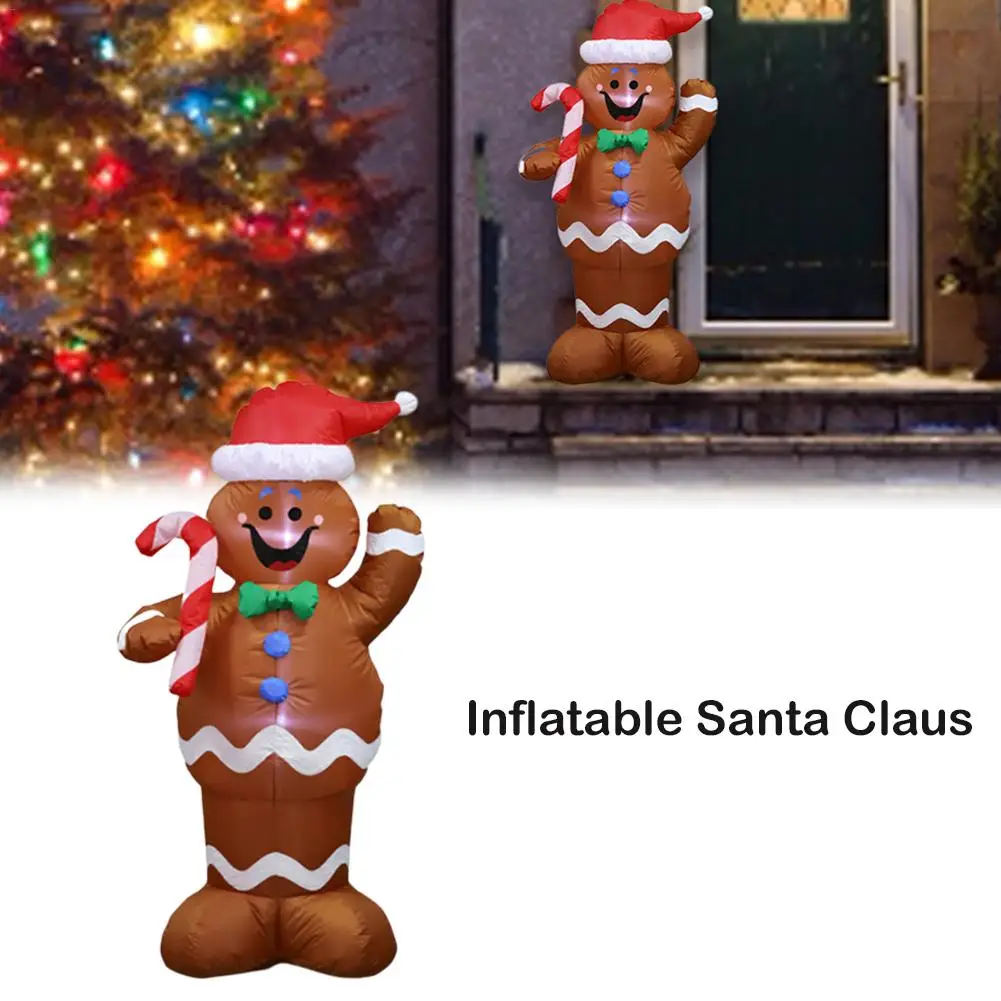 ЕС/США 1,5 м надувной Рождественский Санта-Клаус пряник Снеговик светодиодный Декор держать палочки для конфет украшения для дома на открытом воздухе