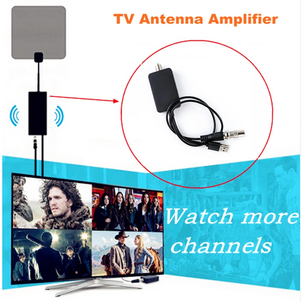 Smart HDTV Antenna Amplifier Signal Booster for Cable TV Aerial Adapter USB Low Noise Easy Installtion Digital HD DVB-T2 ATSC