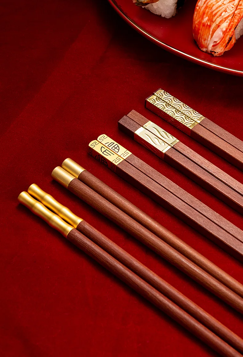Chinese Red Sandalwood Chopsticks Set, Não-Lacado, Não-Cera,