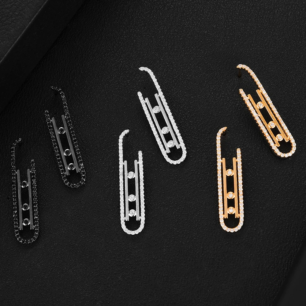 

GODKI 2020 Luxury Trendy Black Dangle Earrings For Bridal Wedding Daily Earrings Clear Cubic Zirconia Jewelry High Quality