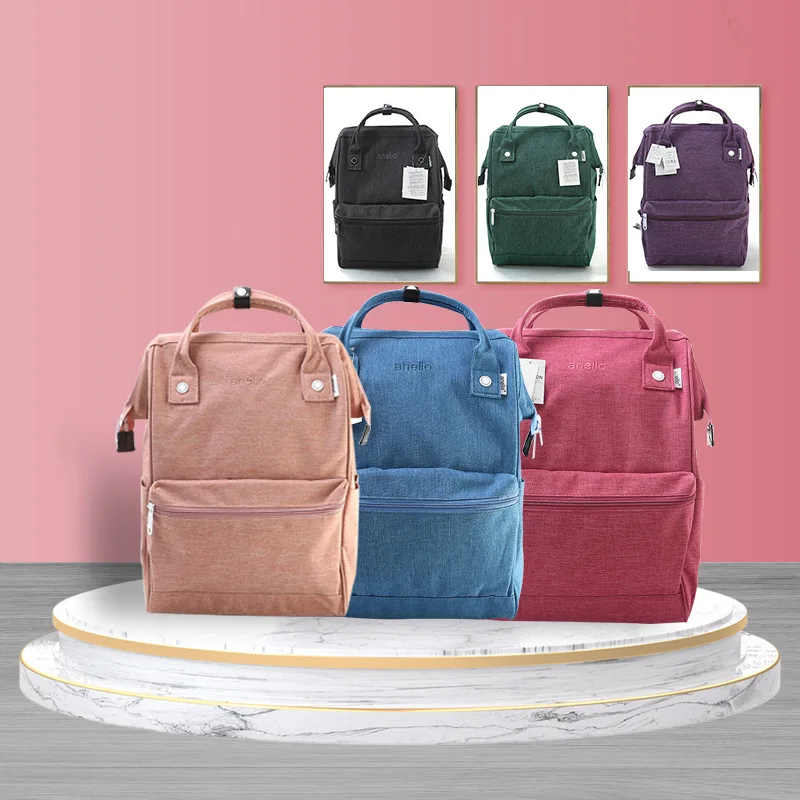 

New Style Japan Lotte Backpack Linen Waterproof Solid Color Student Backpack Home VANWALK Bag Outdoor School Bag Couples