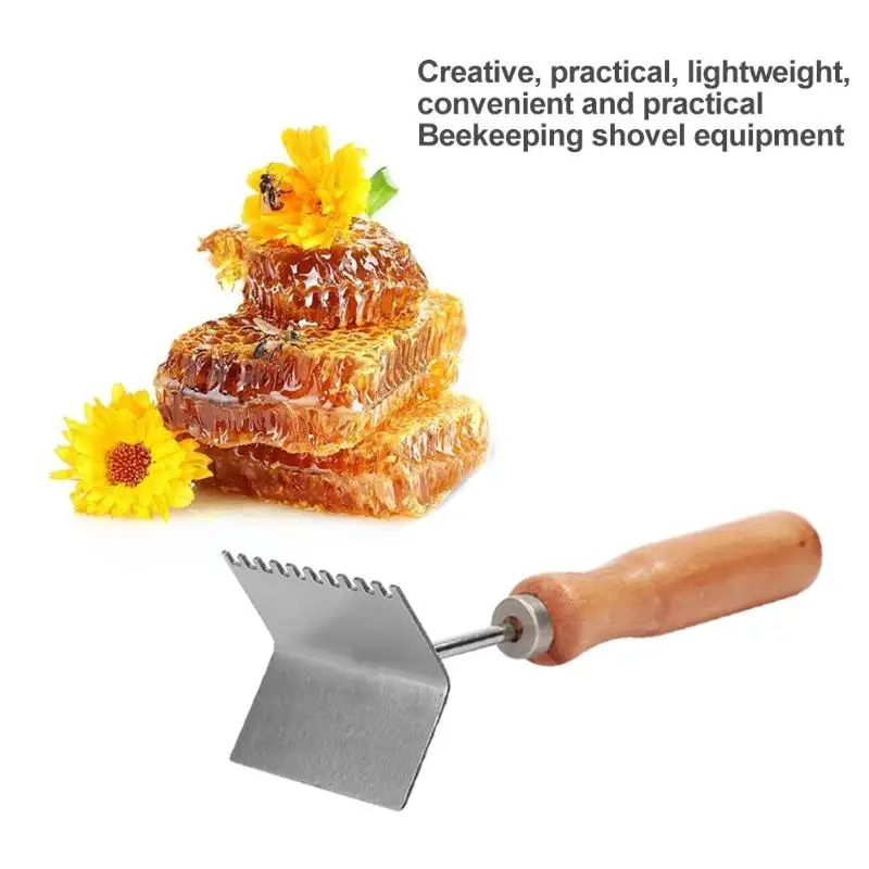 Пчеловодство лопатка для чистки Удобная нержавеющая сталь мед лом бытовая техника деревянная ручка тяжелая нагрузка износостойкая