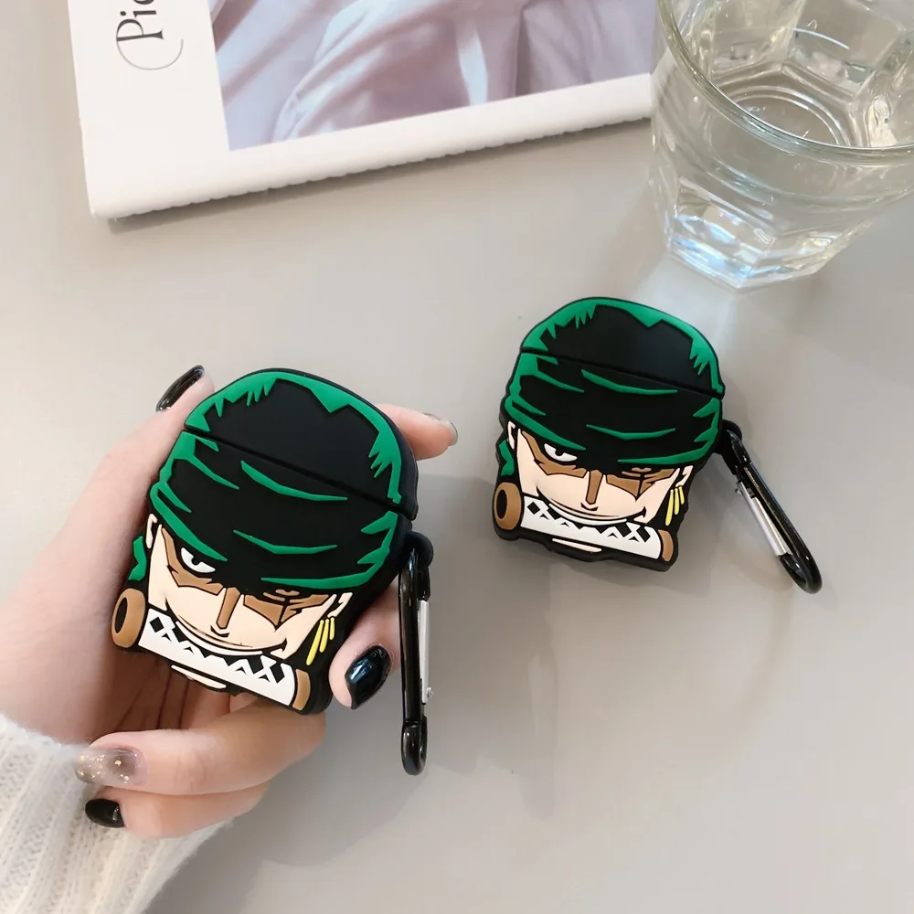 Чехол для наушников Roronoa Zoro с 3D японским аниме для Apple Airpods 1/2, силиконовый защитный чехол для наушников с крючком