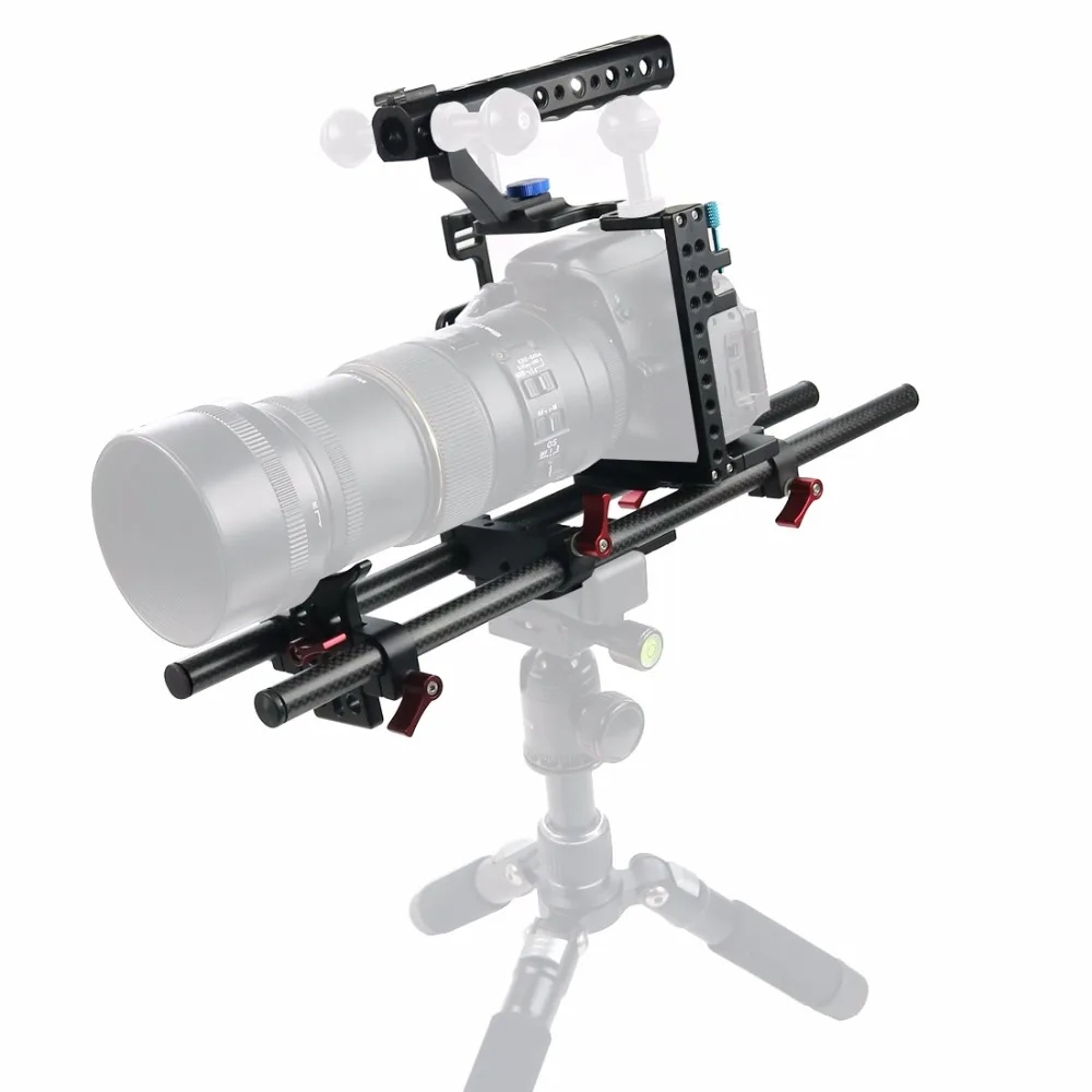 BGNing алюминиевая клетка для SLR камеры для GH4/GH5, подставка для объектива с кронштейном w/25 см, 40 см, карбоновый зажим для штанги, комплект для крепления Railblock
