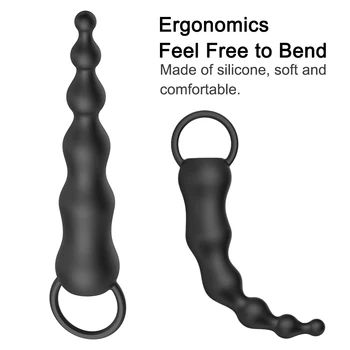 With Pull Ring 10 Modes Vibrators Anal Beads Butt Plug For Women Men Prostate Massager Vaginal G Spot Stimulator Sex Toys Erotic 4