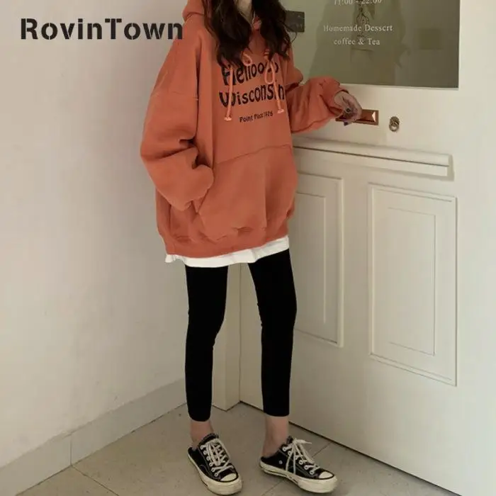 Spring&ampautumn Kpop Oversize Orange Gray Loose Fit Women Hoodie Long Sleeve Casual Style Joint Free Shipping 2020 | Женская одежда