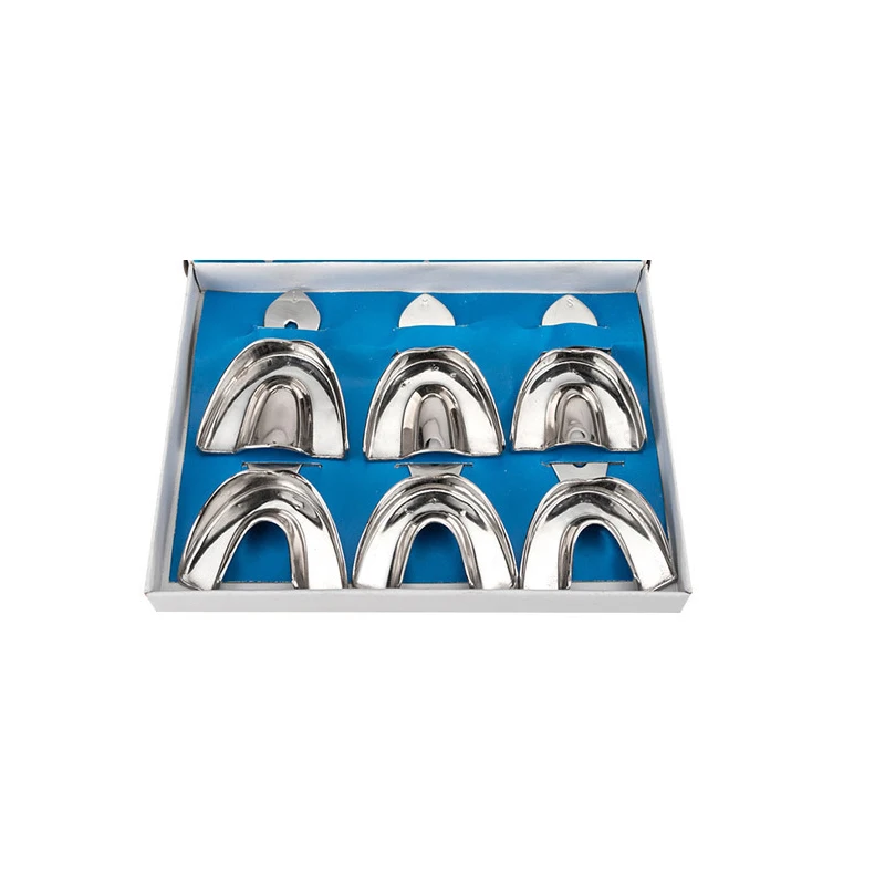 6pcs Dental Metal Trays Dentistry Instruments Stainless steel Impression Tray with no hole 3