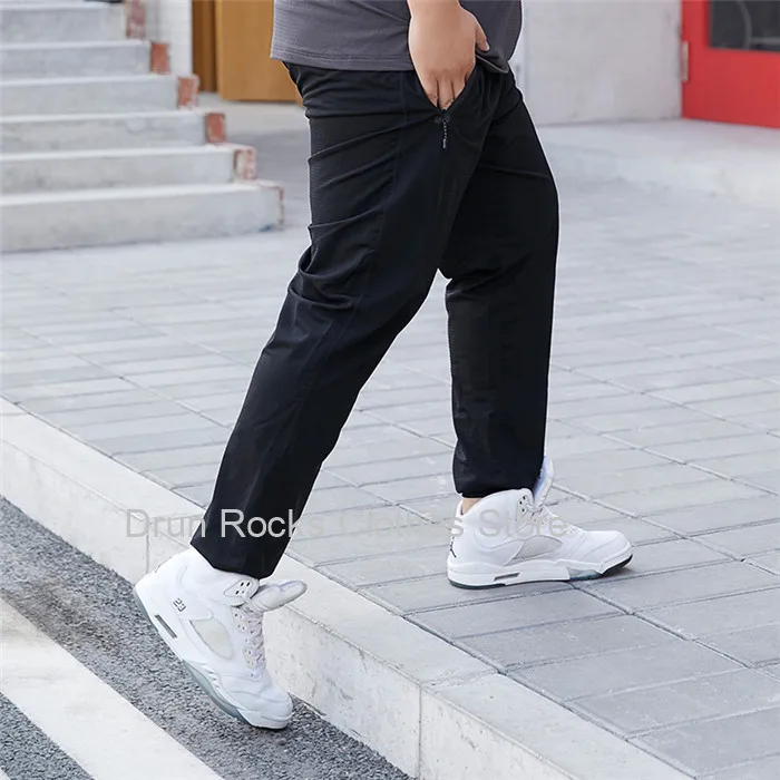 Sweatpants Men Jogging Running Sport High Waist Black Sweat Trainning Mesh Summer Plus Size 6XL 7XL 9XL Loose Ice Silk Trousers high waisted harem pants