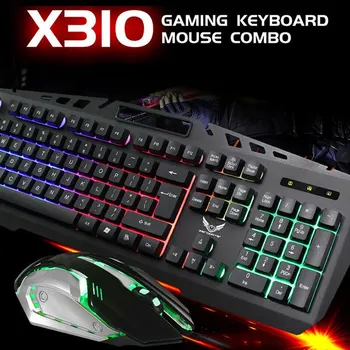

High Quality USB Wired Gaming Keyboard Mouse Combo Set RGB LED Breathing Backlit Rainbow Gaming Keyboard Mouse Set For Computer