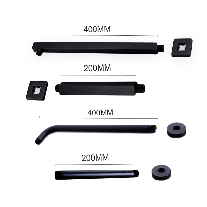 

Matte Black Stainless Steel Wall Mounted or Ceiling Mount Bathroom Shower Arm Shower Head Rod Round and Square Shower Head Pipe