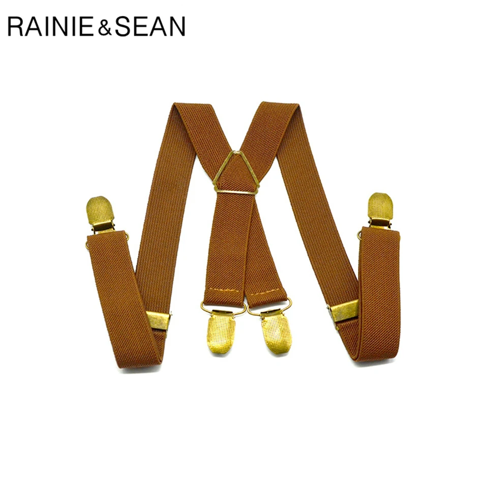 Мужской комплект RAINIE SEAN Audlt с галстуком бабочкой 4 зажима коричневые подтяжки