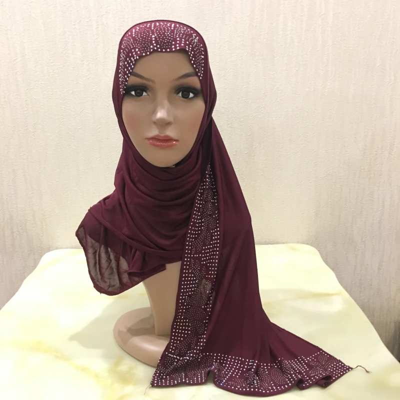 Dromiya цельный мусульманский женский шарф хиджаб головной платок головной убор длинный хвост Амира ислам горный хрусталь тюрбан арабские банданы шапочка для молитвы