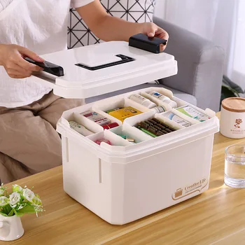 

Multifunctonal Storage Box First Aid Kit Organizer with Handle Portable Kits PP Plastic Drug for Household