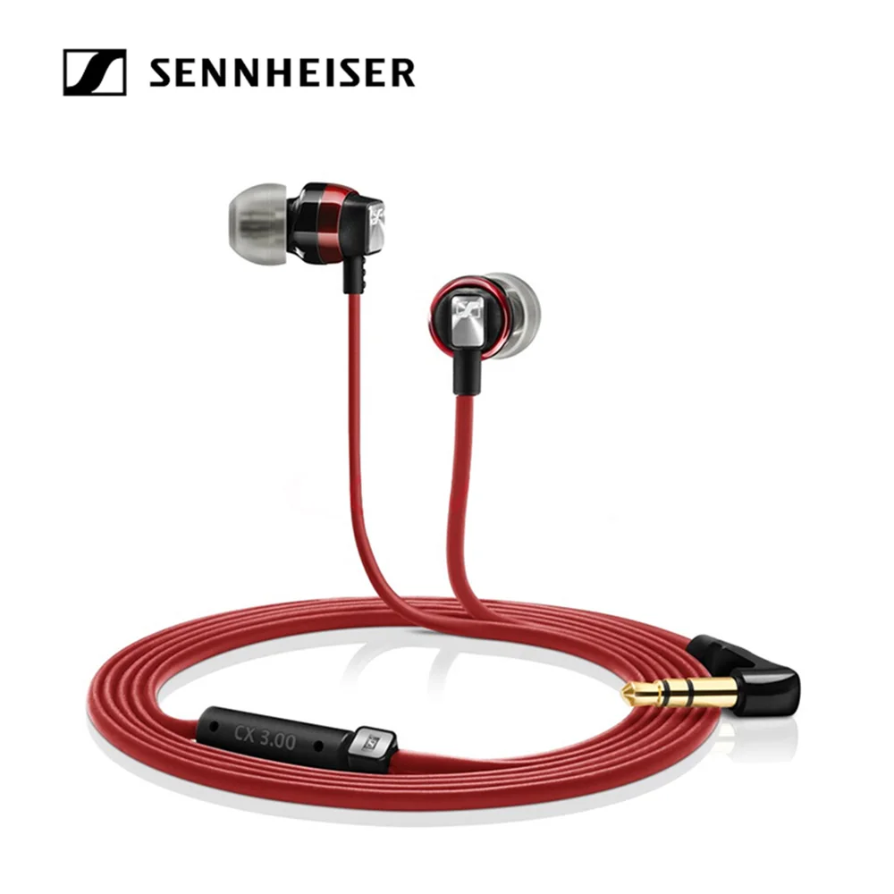 Наушники Sennheiser CX3.00 с глубоким басом, 3,5 мм, стерео динамическая гарнитура, спортивные наушники, HD разрешение, наушники для iPhone Androd - Цвет: Красный