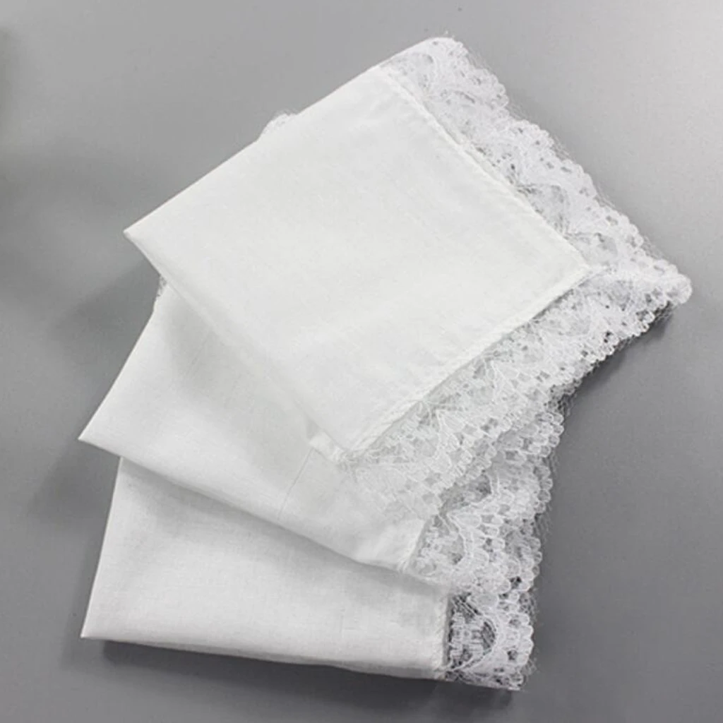 5 pcs White Cotton Handkerchiefs Blank Lace Hankies for Wedding, Pocket Square For Men & Women 23x25cm 5 pcs White Cotton Handkerchiefs Blank Lace Hankies for Wedding, Pocket Square For Men & Women 23x25cm
