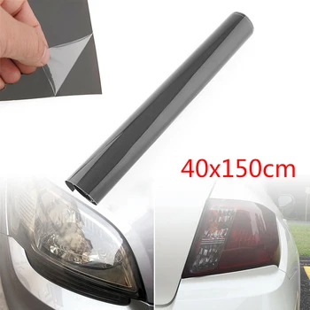 

40x150cm Light Cover Film Sunproof 1pc Gloss Black Smoke Headlight Trucks