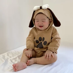 LZH – barboteuse à capuche pour bébé, vêtements de printemps, nouvelle mode, imprimé, mignon, chiot, Cosplay, combinaison Triangle pour bébé de 3 à 24 mois 